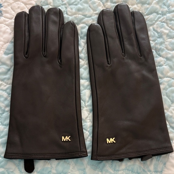 Michael Kors Dark Brown Leather Gloves - Picture 2 of 6